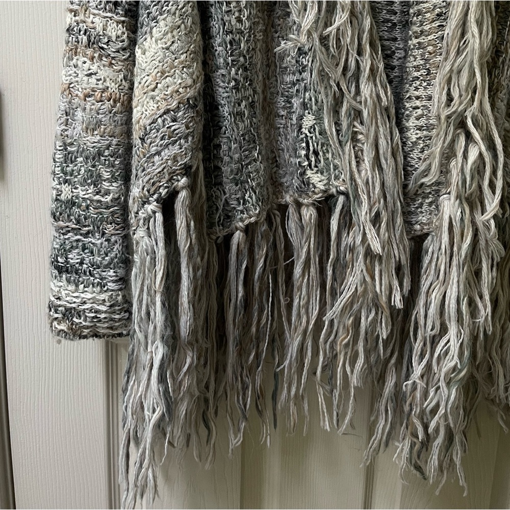 Free People Seafoam Knitted Fringe Sweater